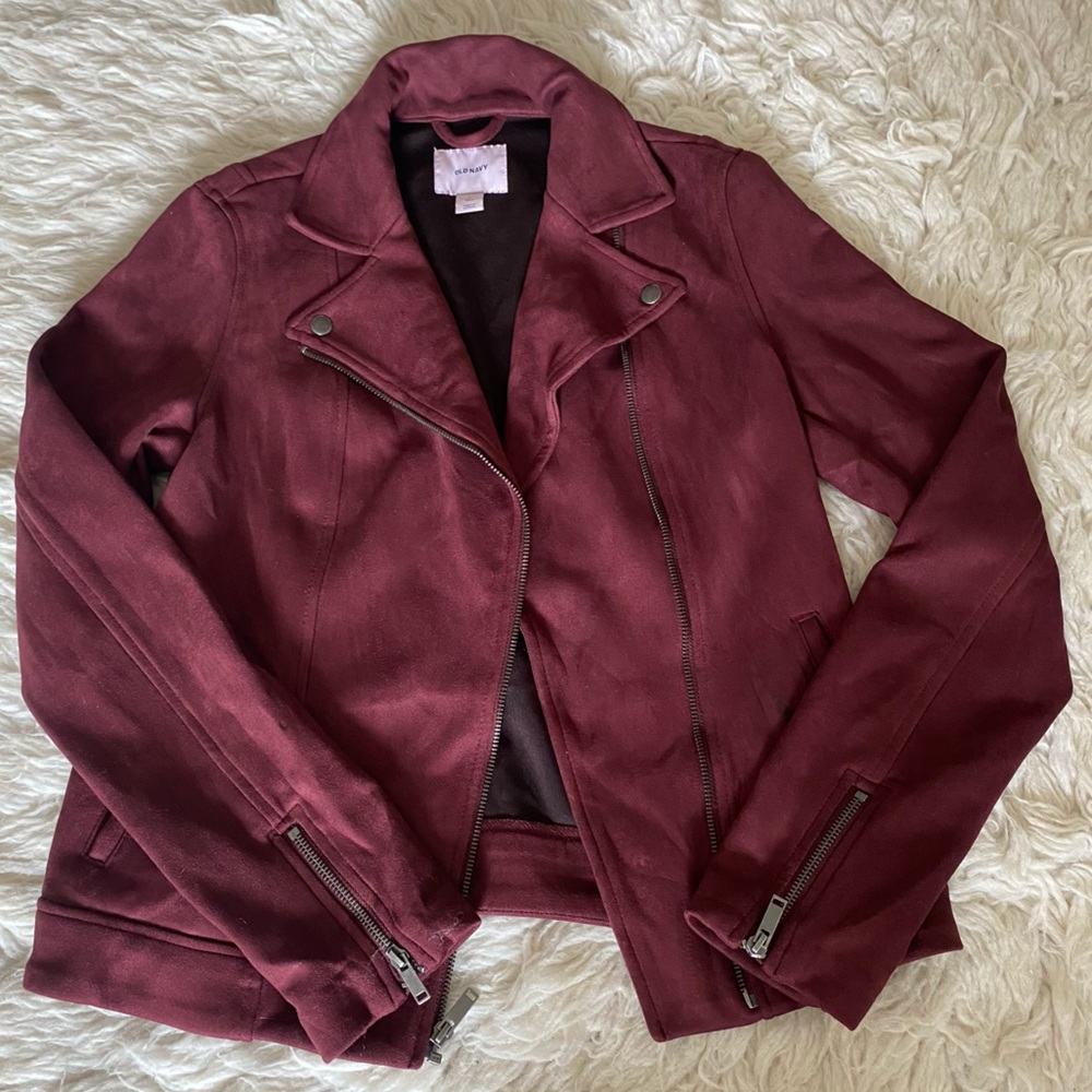 Burgundy suede jacket S Tall
